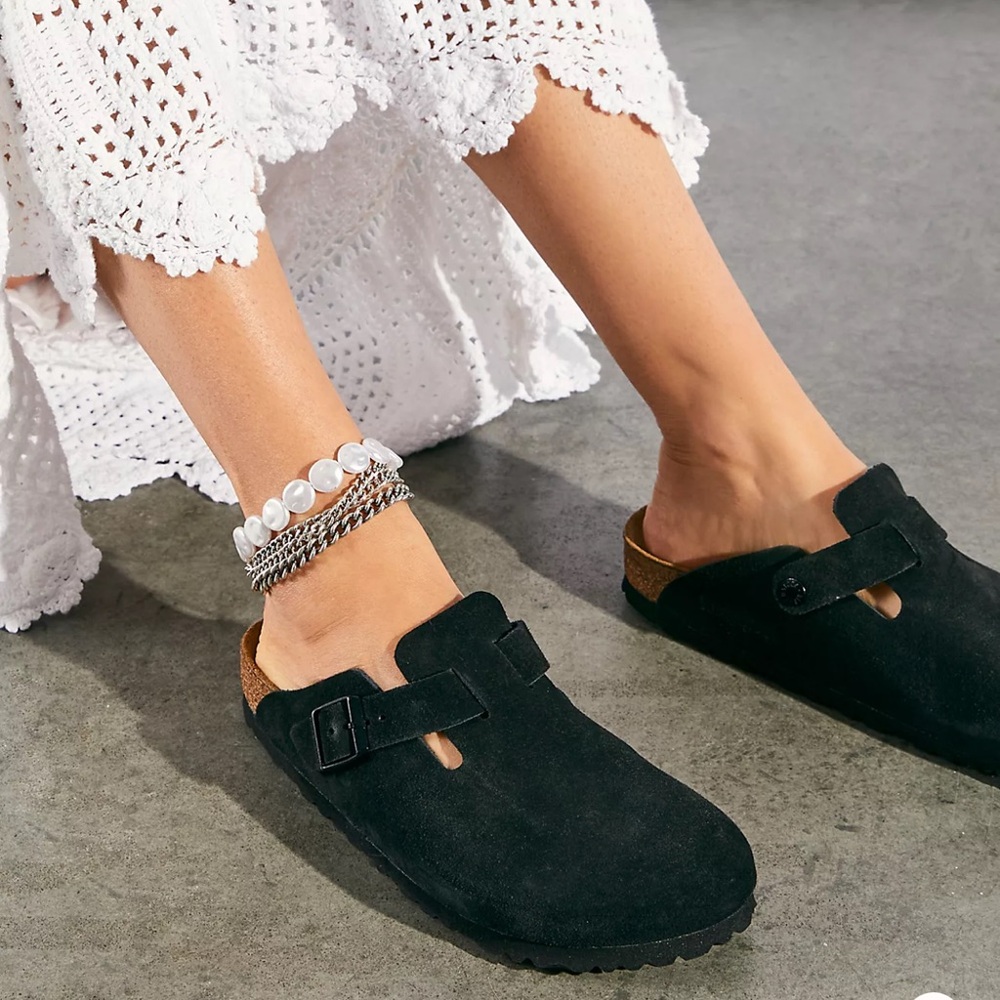 Birkenstock Black Suede Mules